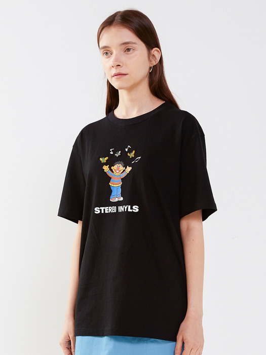 [SM20 SV X Sesame Street] Print Mixed T-Shirts(Black)