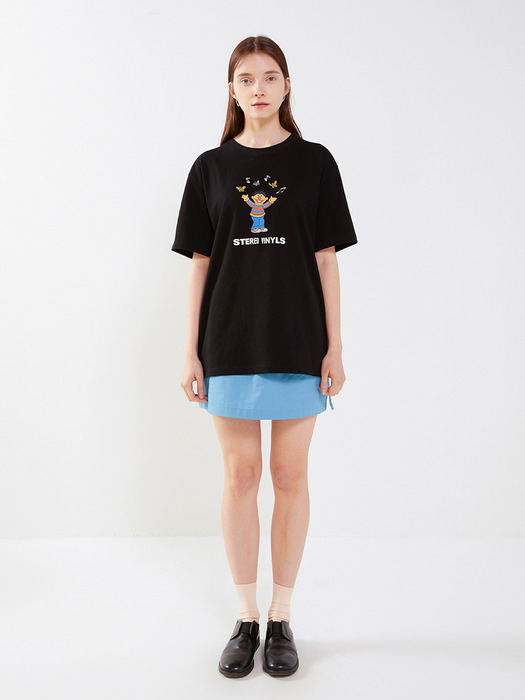 [SM20 SV X Sesame Street] Print Mixed T-Shirts(Black)