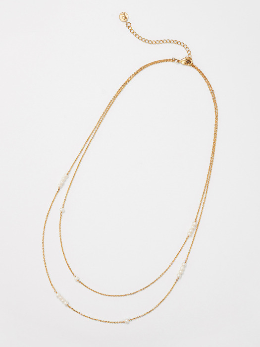 TWO LINE LAYERED PEARL NECKLACE (A)_NZ0973