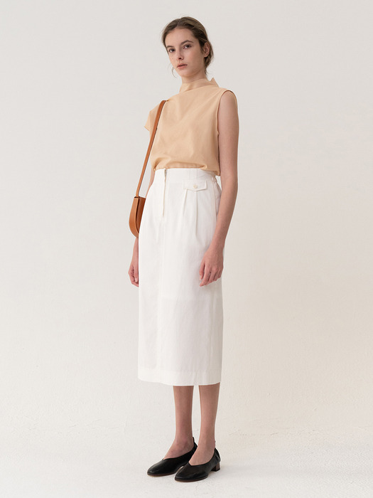 [ESSENTIAL] Original H-line Skirt White