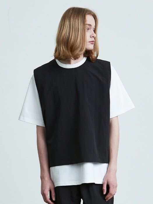 V015 round neck nylon vest (charcoal)