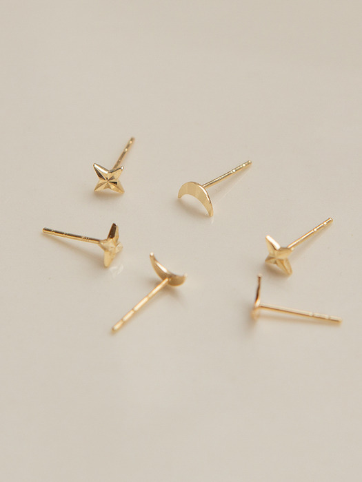 14k gold cutting crescent earrings (14K 골드)