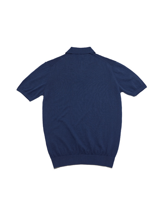 Basic Pattern Half Polo Shirt_BL