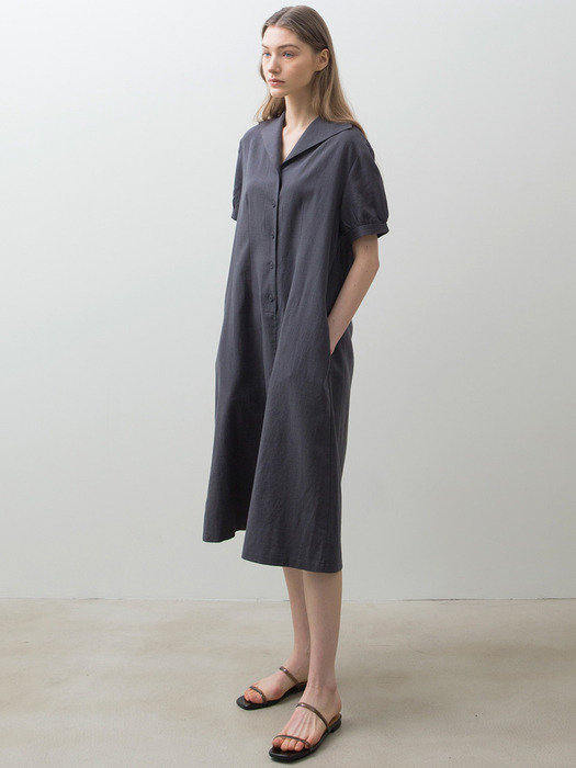 Linen Button Dress - 3Color