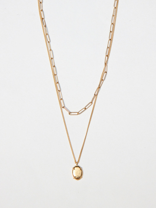 Cabochon Gold Necklace