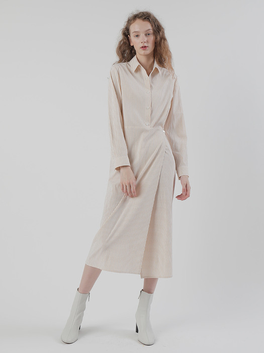 20FW WRAP SHIRT DRESS/BEIGE