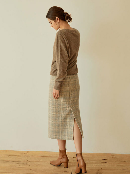 warm check midi skirt[gray]