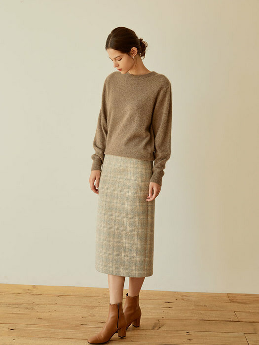 warm check midi skirt[gray]