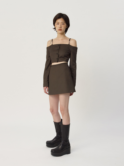 C CLASSIC A-LINE SKIRT_BROWN