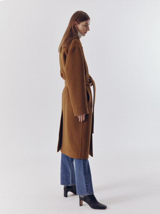 UNISEX OVERSIZED BELTED DOUBLE WOOL COAT CAMEL_UDCO0F118CM