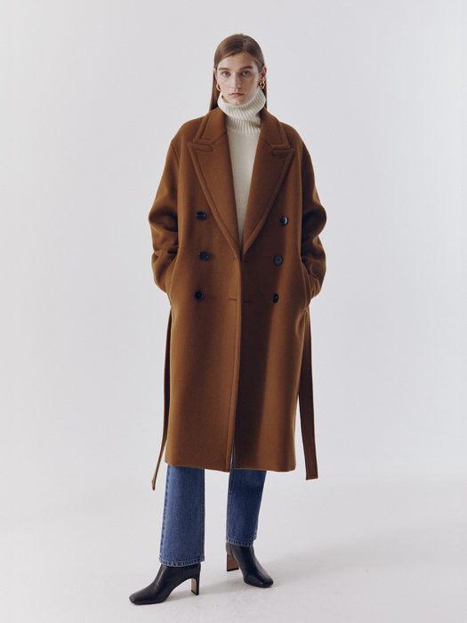 UNISEX OVERSIZED BELTED DOUBLE WOOL COAT CAMEL_UDCO0F118CM