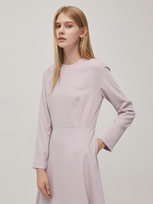 Long Sleeve Flare Dress - Pink