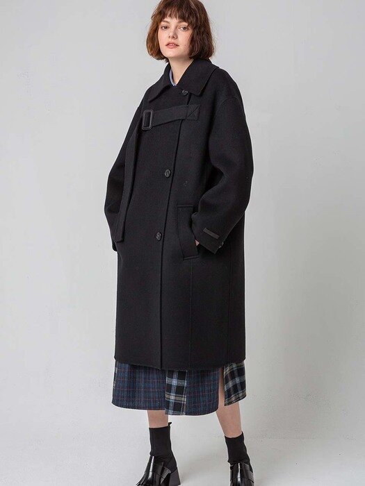 wool single balted coat (premium line)_BLACK