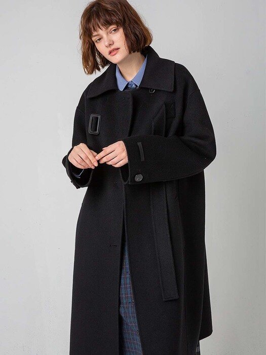 wool single balted coat (premium line)_BLACK