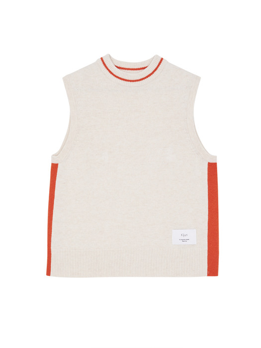 [EXCLUSIVE] Color Lined Knit Vest oatmeal & orange