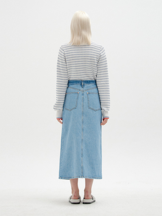 SICOR Asymmetric Front Denim Skirt with Slit - Denim Blue