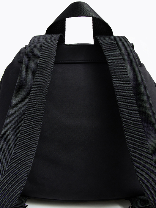 Black nylon flap backpack_B215AIB018BK