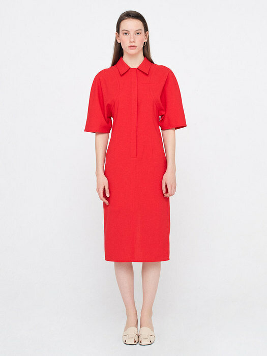 Round Sleeve Dress_Red