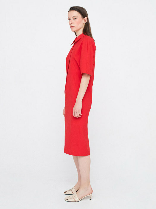 Round Sleeve Dress_Red