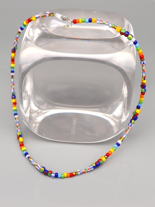 Unique multi color mix beads Necklace 유니크 멀티컬러 포인트 비즈 초커 목걸이