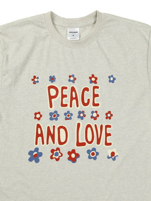 Peace and love short sleeve T-shirt heather ivory