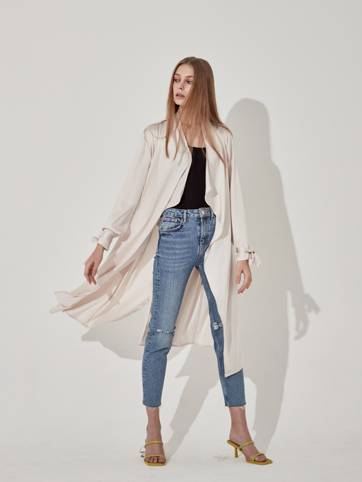 Silk Shine Trench Coat [Ivory]