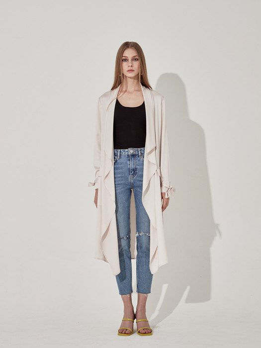 Silk Shine Trench Coat [Ivory]