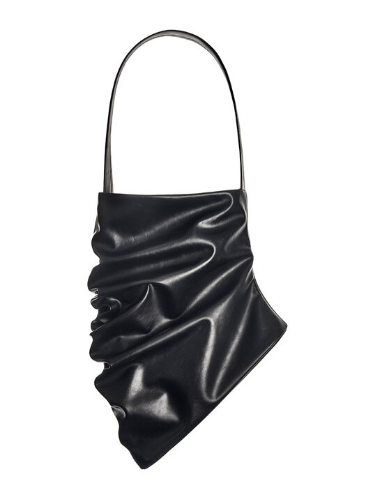 Curved leather bag (L) _ black