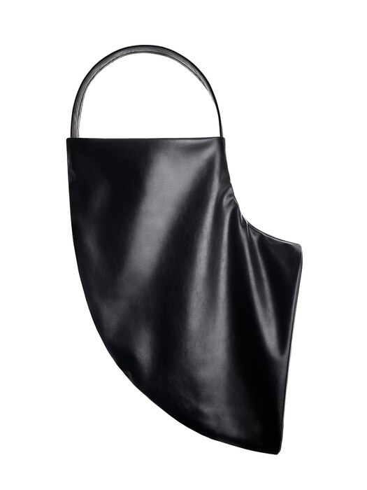 Curved leather bag (L) _ black