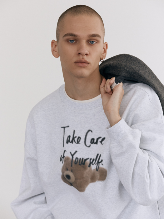 UNISEX TAKE CARE TEDDY SWEATSHIRT LIGHT MELANGE GREY_M_UDTS1C102G1