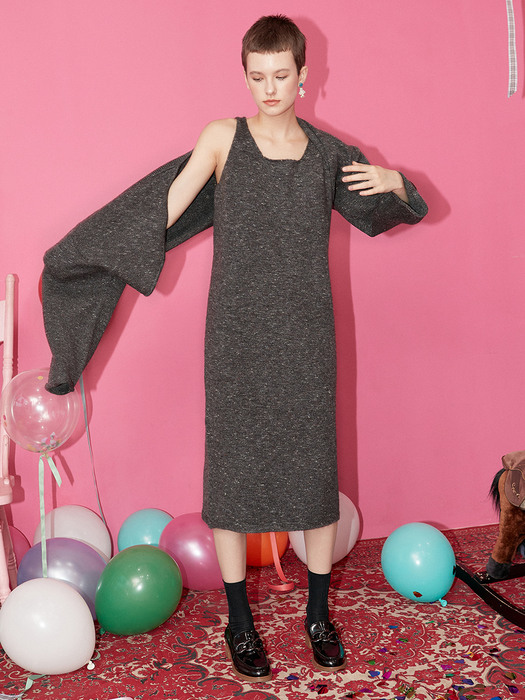 V. multi sleeveless knit onepiece (charcoal)