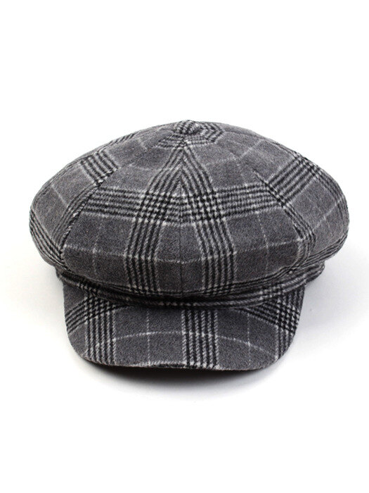 Belted Wool Check Gray Newsboy Cap 뉴스보이캡