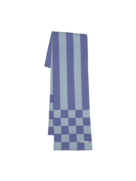 CHESSBOARD CHECK MUFFLER, SKY BLUE