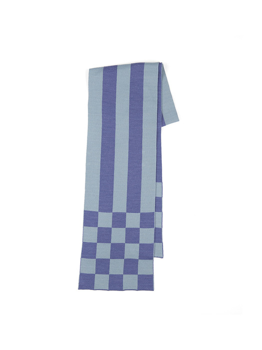 CHESSBOARD CHECK MUFFLER, SKY BLUE