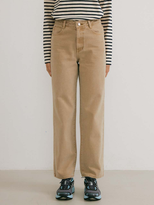 Straight fit cotton pants - BEIGE (HSPA1DH75I2)