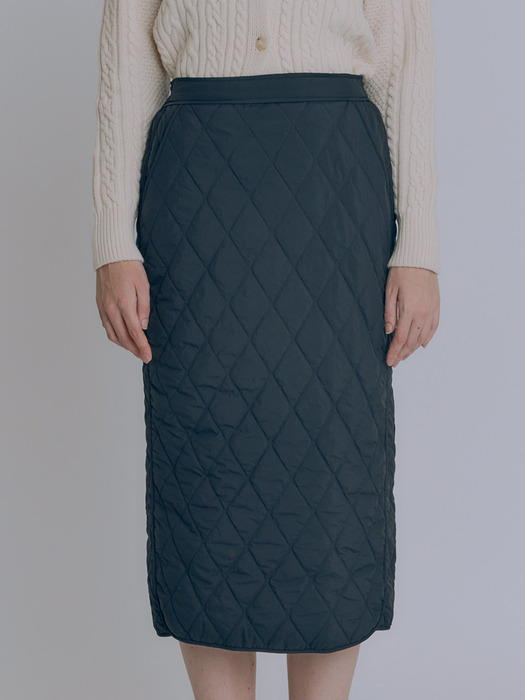 QUILTED PADDING LONG SKIRT [4COLORS]