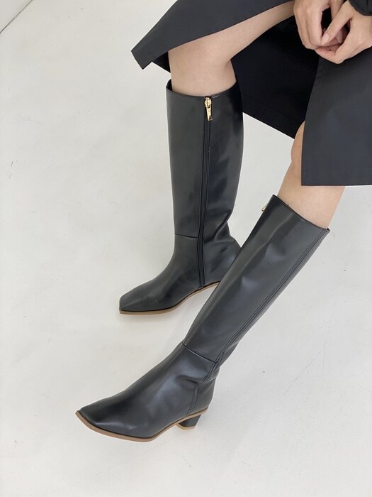 nouve square middle long boots black
