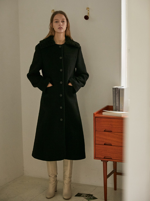 Vivienne Silhouette Single Collar Coat_Black