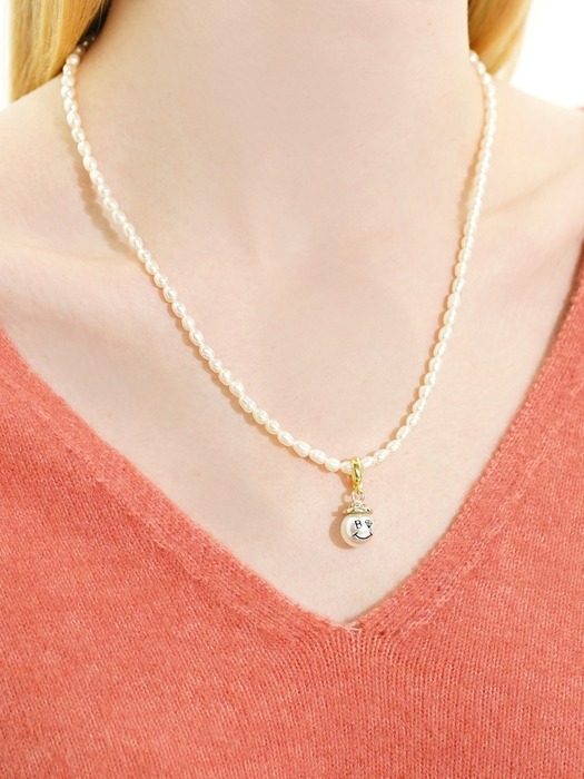 Breeze pearl simple layered Necklace 레이어드 쌀알 담수진주 목걸이 4mm 5mm