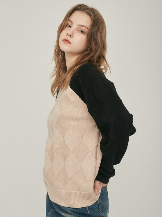 LO DIAMOND KNIT(BLACK)