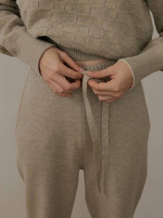 double weaving knit jogger pants (light grey)