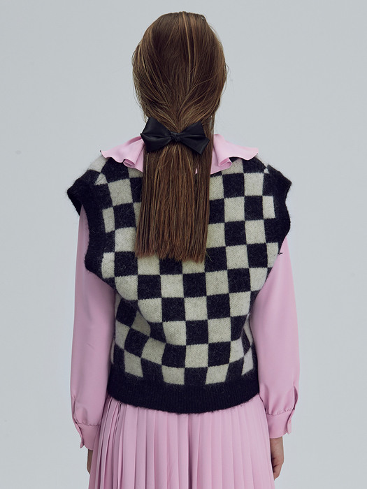 Kid-mohair checkerboard vest - 3colors