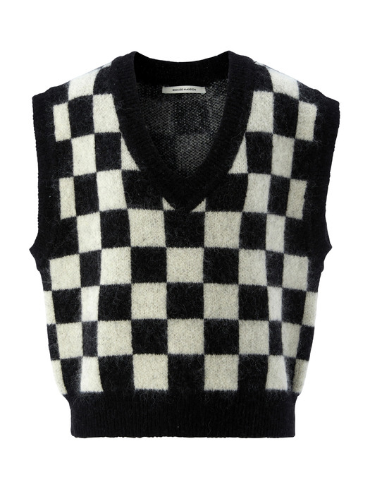 Kid-mohair checkerboard vest - 3colors