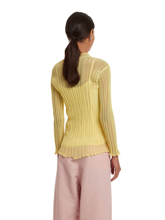 Semi-Sheer Ribbed-Knit Sweater_Yellow