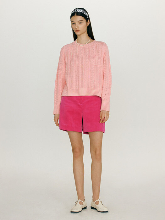 PUPUKEA High-rise shorts (Hot pink corduroy)
