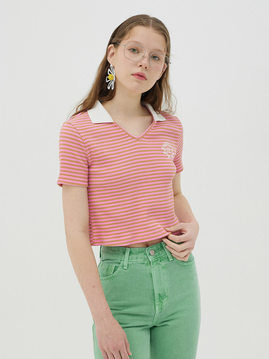    Stripe PK t-shirt_pink / navy