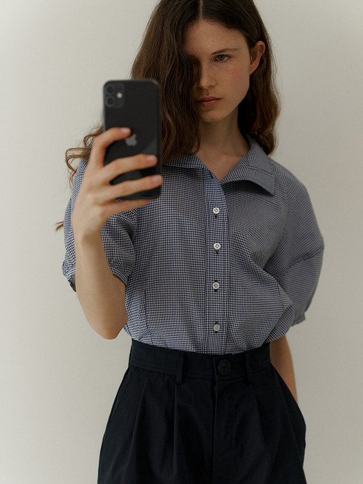 2.93 Roomy blouse (Navy check)