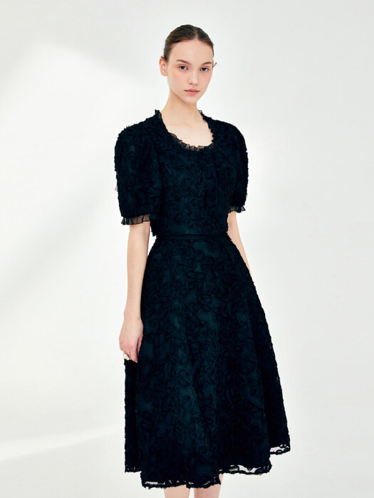 [SET]INGRID Floral jacket + ERIN Floral skirt (Black)
