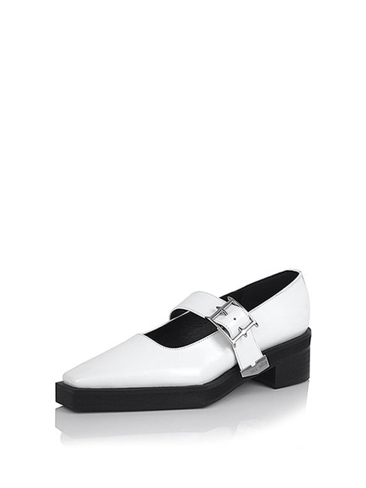 Higher Strap Buckle Loafer white