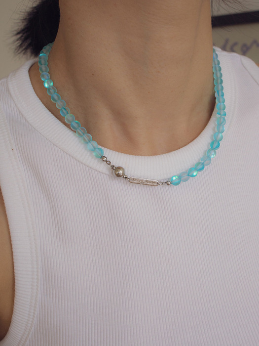 Love lock aqua gemstone necklace